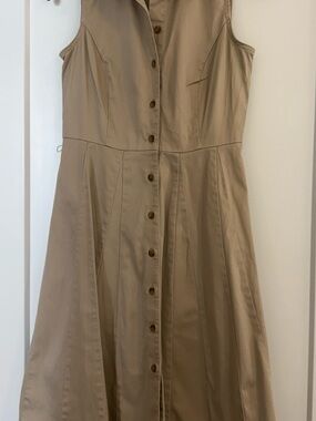 Charter Club Sleeveless Button-Front Tan Midi Dress